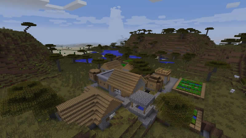 Semilla de Templo del desierto y pueblo cerca de la selva para Minecraft