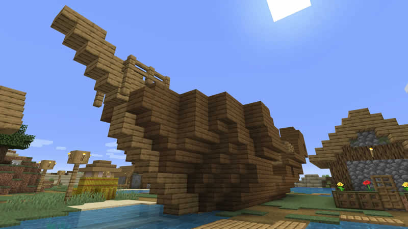 Semilla de Barco hundido en el pueblo para Minecraft