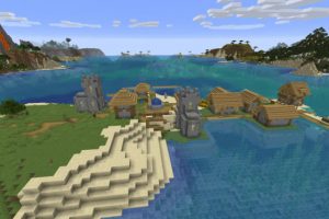 Semilla de Pueblo en la orilla del océano para Minecraft