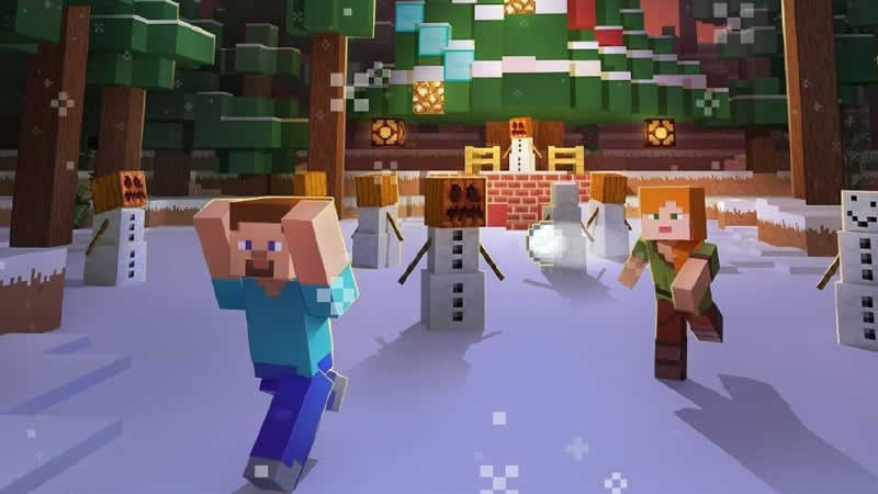 Fondo de pantalla de Bullicio navideño de Minecraft