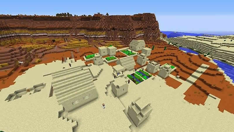 Semilla de Aldea en la frontera de los biomas para Minecraft