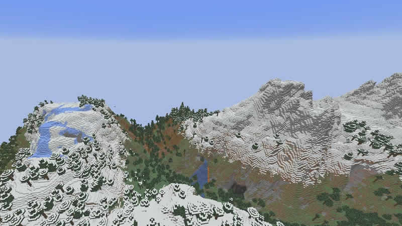 Semilla de Pueblo y hermosas montanas para Minecraft