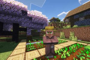 Semilla de dos aldeas cerca del bioma de la cereza para Minecraft